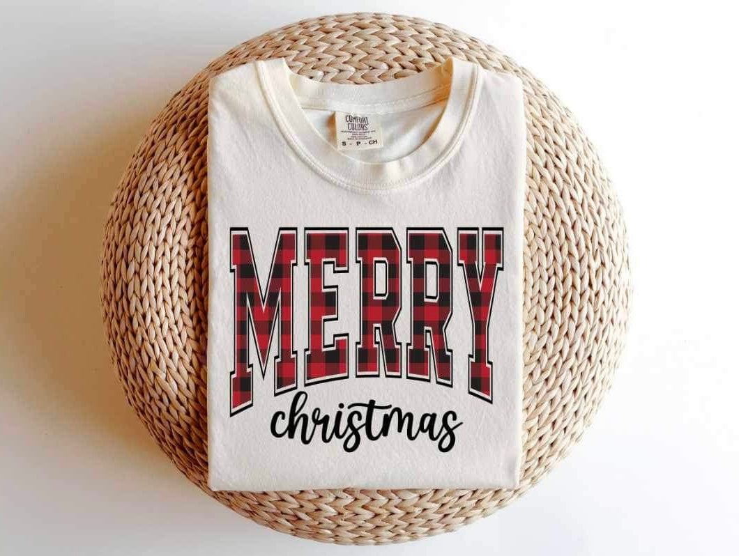 Merry Christmas (red plaid) 15227 DTF Transfer