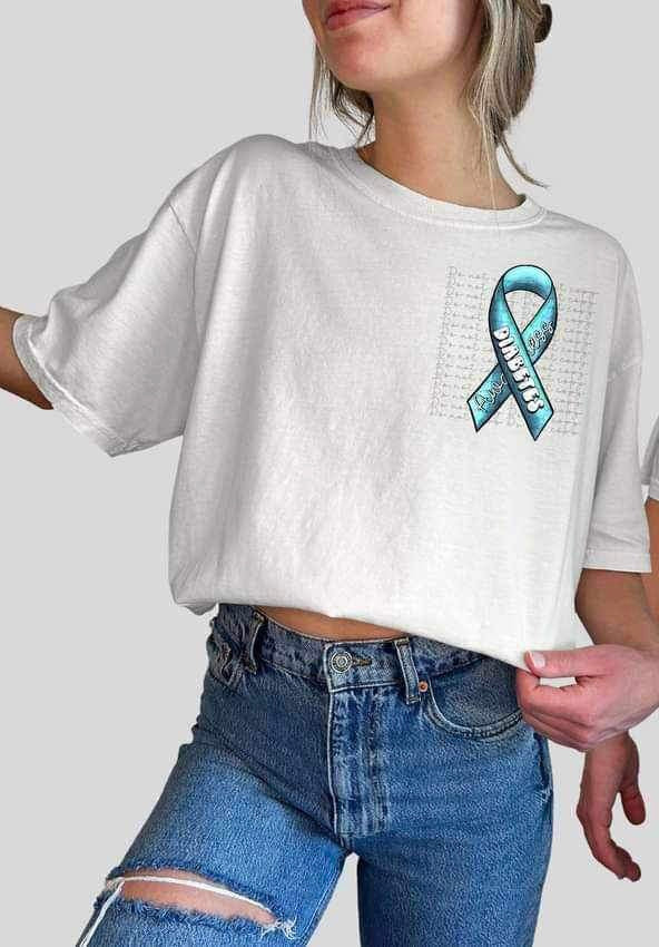 diabetes awareness blue ribbon 15047  DTF Transfer