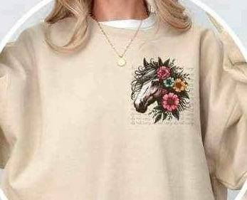 Horse with flowers 23037 DTF transfer