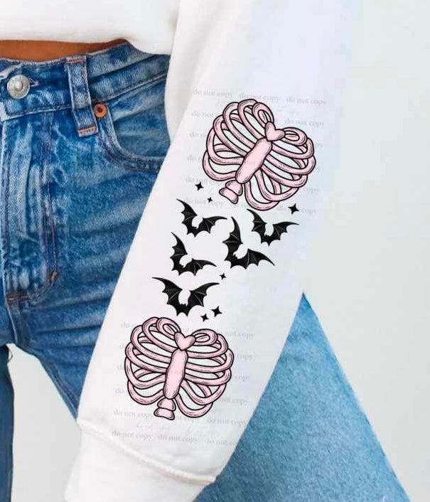 Pink ribs and bats SLEEVE  (CSC) 21042 DTF transfer