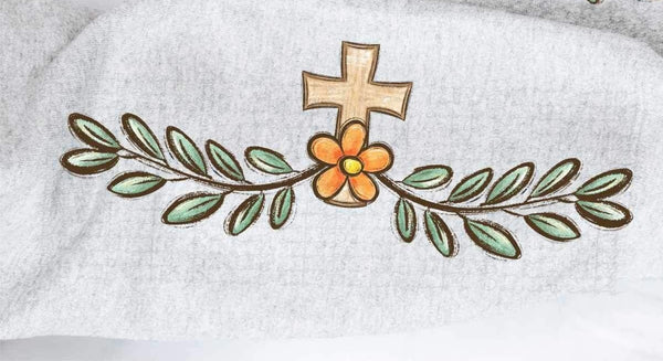 Cross and flower SLEEVE  20589 DTF transfer