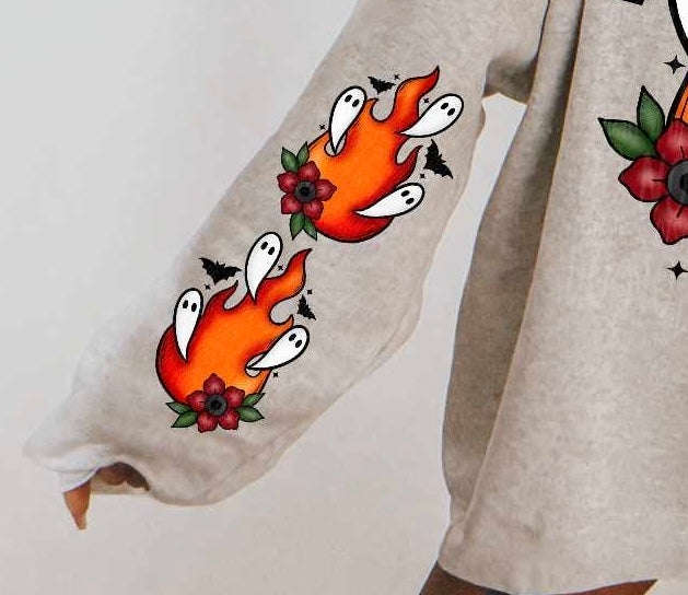 Fire with ghosts sleeve (CSC) 52318 DTF transfer