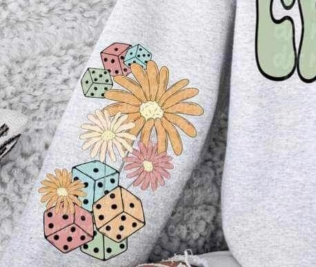 flowers and dice SLEEVE (MMD) 25837 DTF transfer