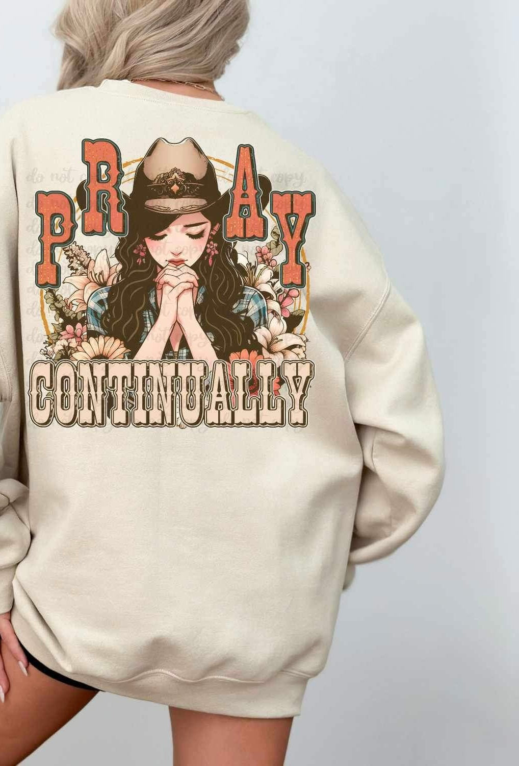 Pray continually cowgirl 20522 DTF transfer