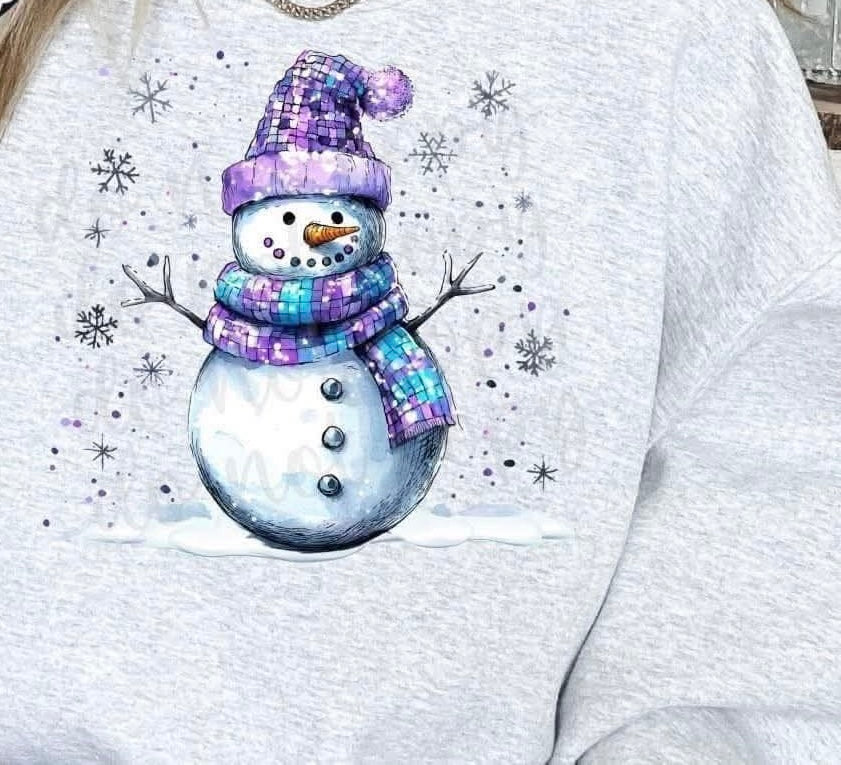 Snowman with purple and blue winter wear 80275 DTF transfer