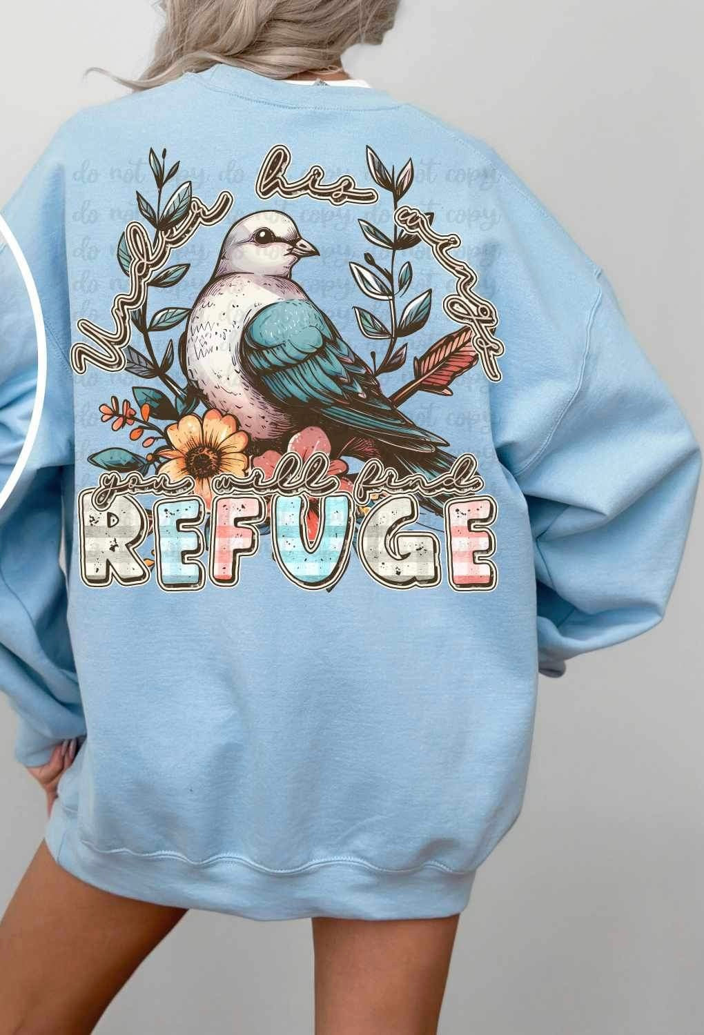 Under his wings you will find refuge 21316 DTF transfers