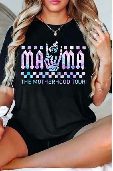 Mama the motherhood tour checkered 27888 DTF transfer