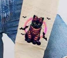 black cat in sweater 36868 DTF transfer
