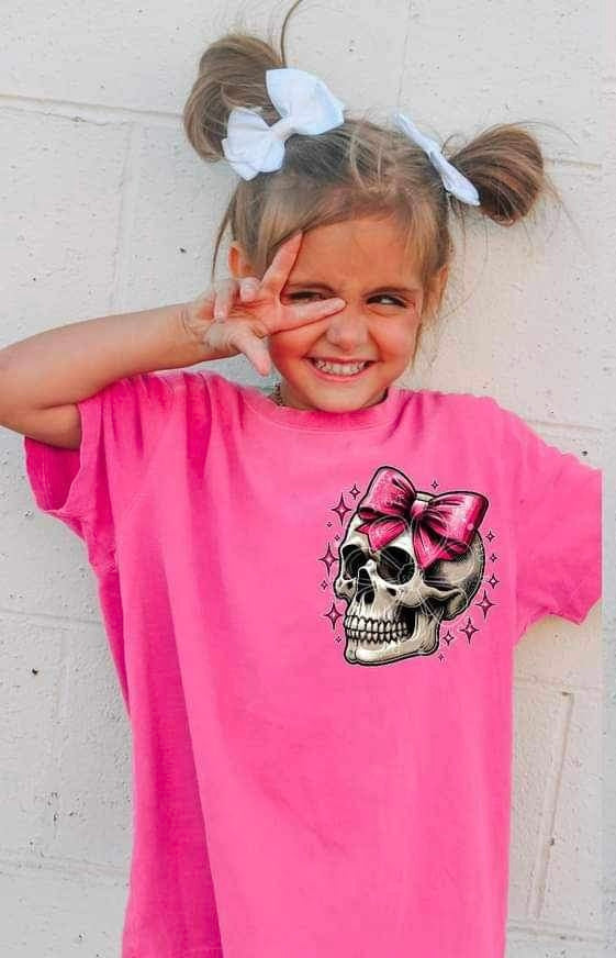 skull with pink bow (LYTTLE) 26098 DTF transfer