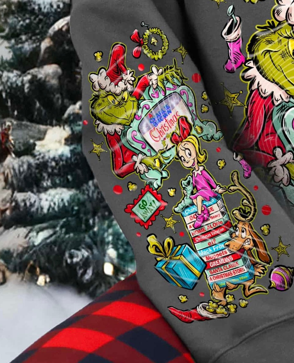 Lets Watch Christmas movies SLEEVE (gravitee) DTF transfer