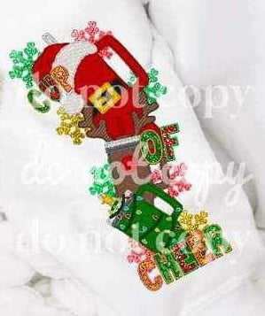 cup of cheer (embroidered cups with lights, santa hat, and antlers) SLEEVE 16057 DTF Transfer
