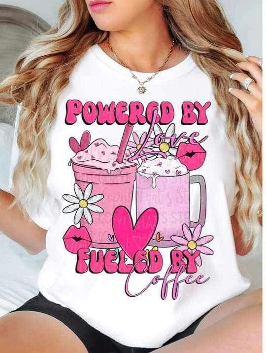 Powered by love fueled by coffee (cstage) 25863 DTF transfer