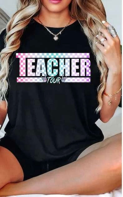 Teacher tour checkered 31798 DTF transfer