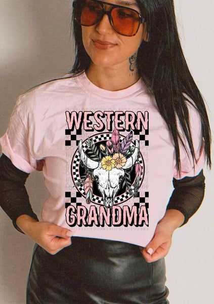 Western grandma bull skull 23284 DTF transfer