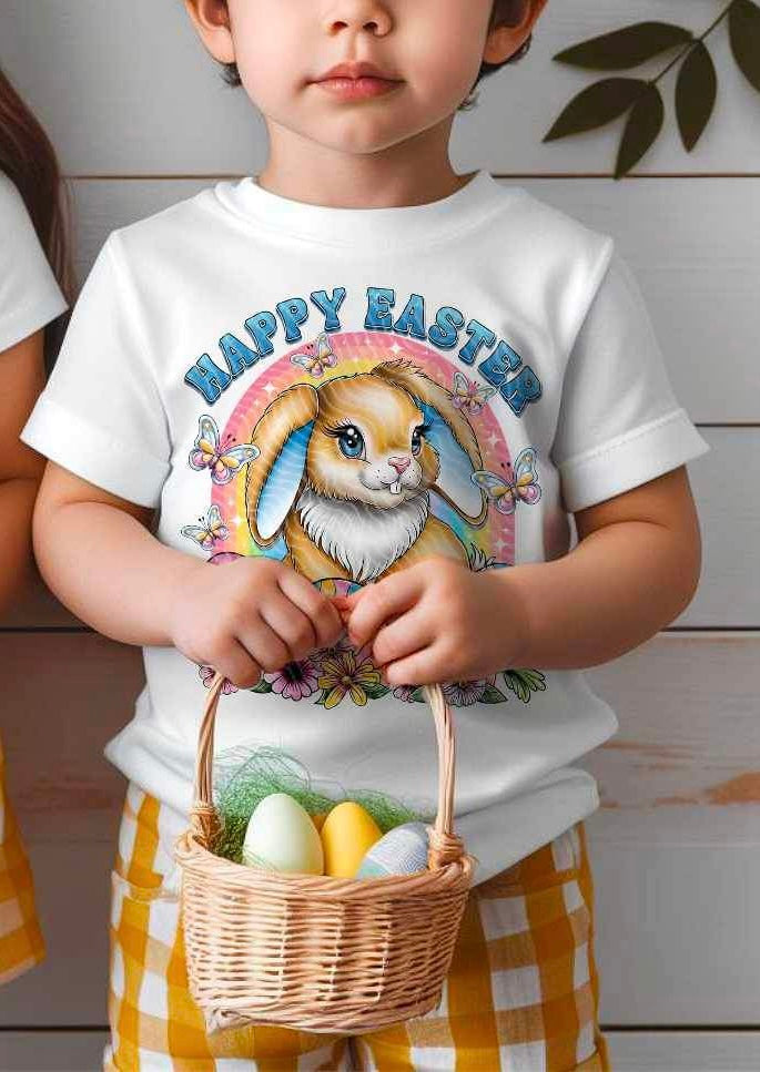 Happy easter bunny BLUE font 24566 DTF transfer