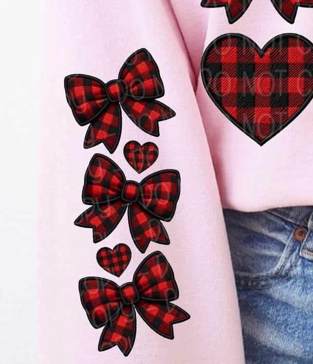 Plaid heart and bow sleeve 70524 DTF transfer