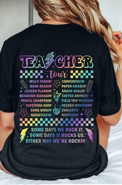 Teacher rainbow font BACK 33024 DTF transfer