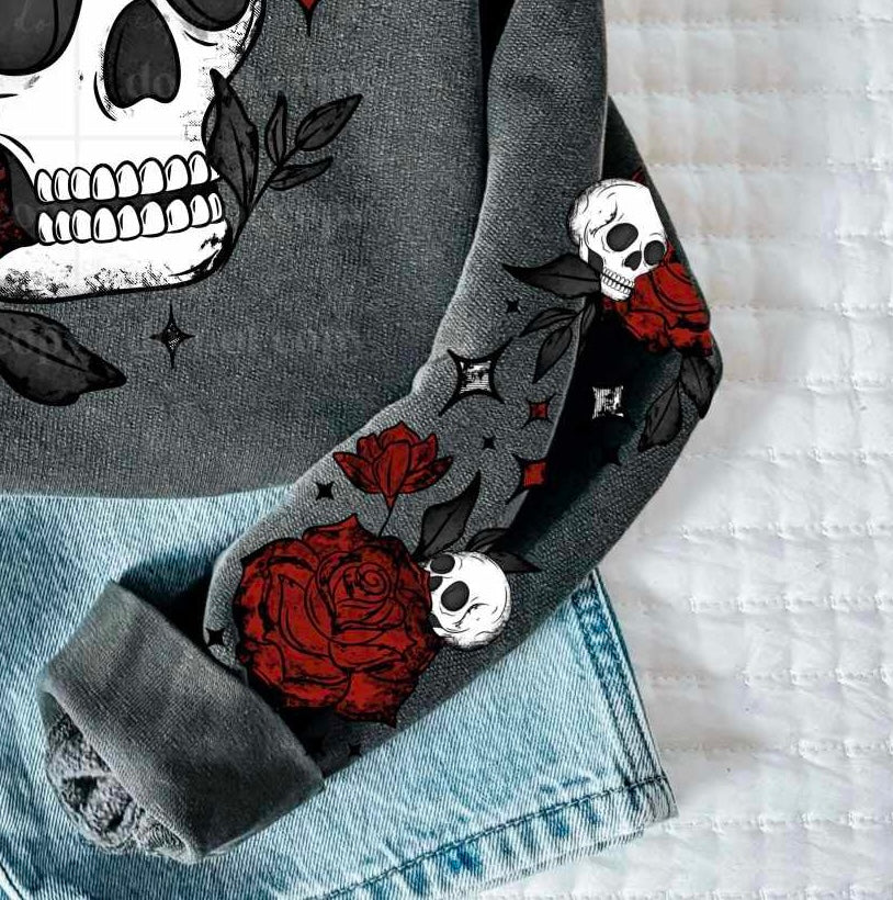 Skull with rose sleeve (CSC) 77290 DTF transfer