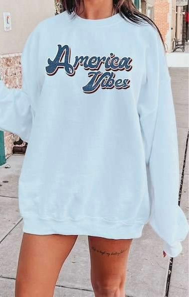 America vibes blue distressed 26859 DTF transfer