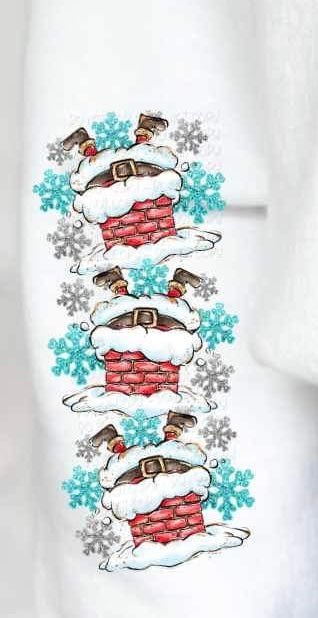 Santa in chimney with sequin snowflakes SLEEVE 11995 DTF Transfer