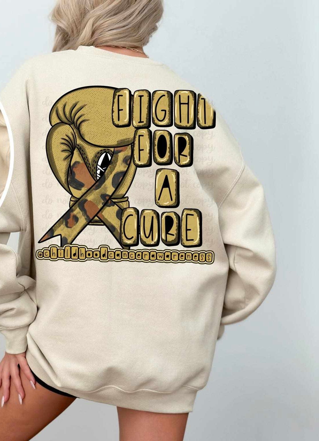 Fight for a cure gold boxer glove and ribbon 36336 DTF transfer