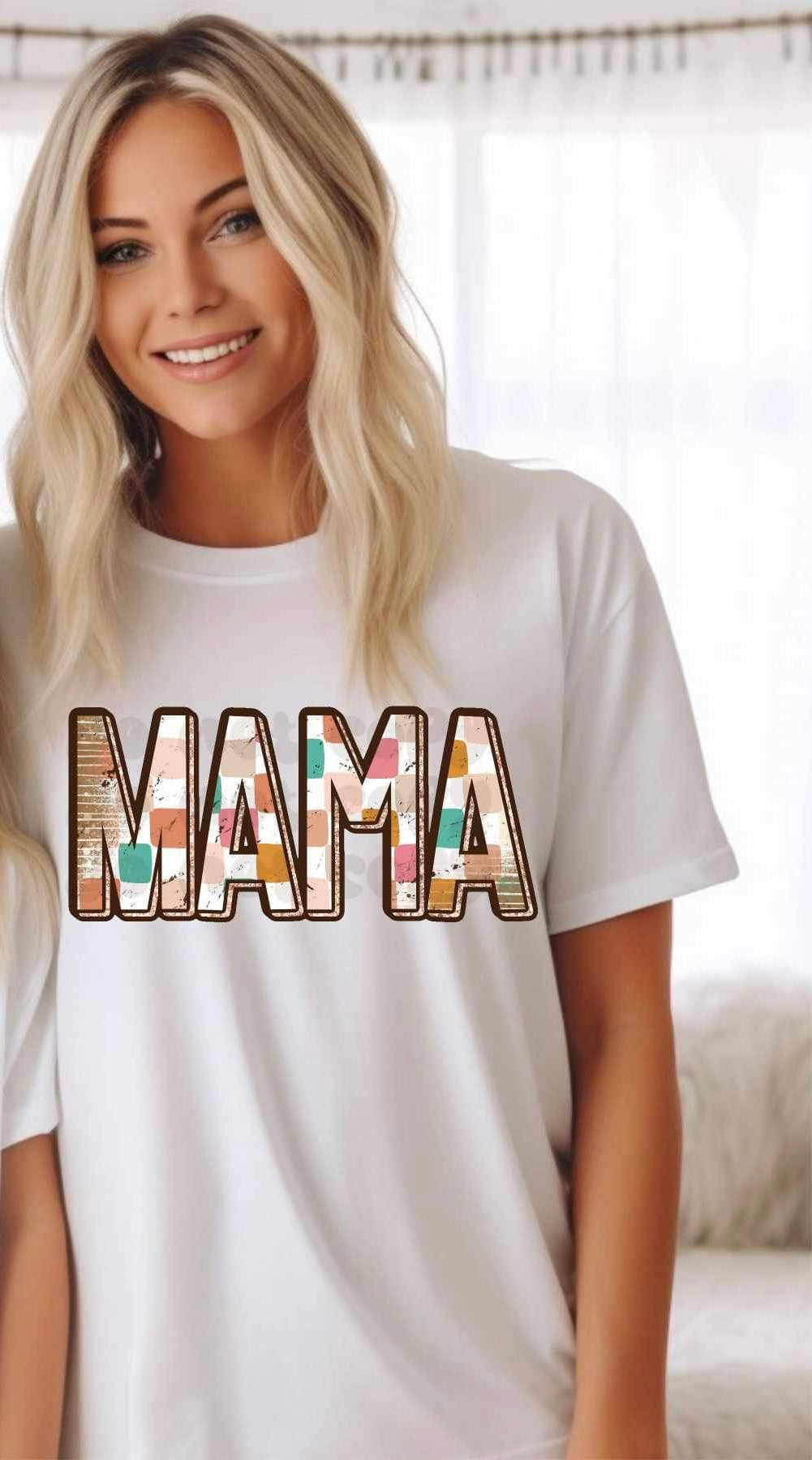 Mama neutral checkered 24095 DTF transfer