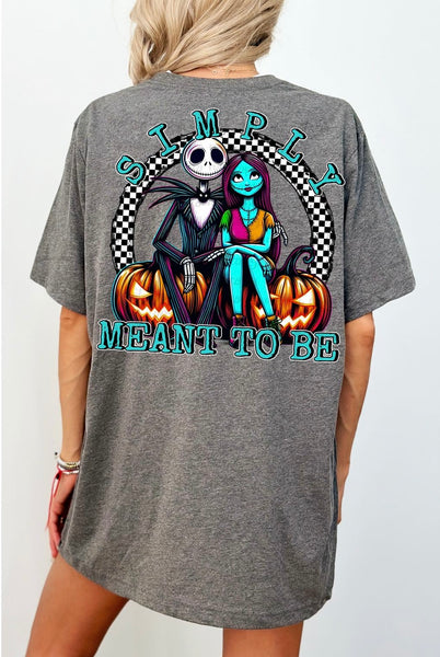 Simply meant to be jack and sally sitting with pumpkins 36448 DTF transfer