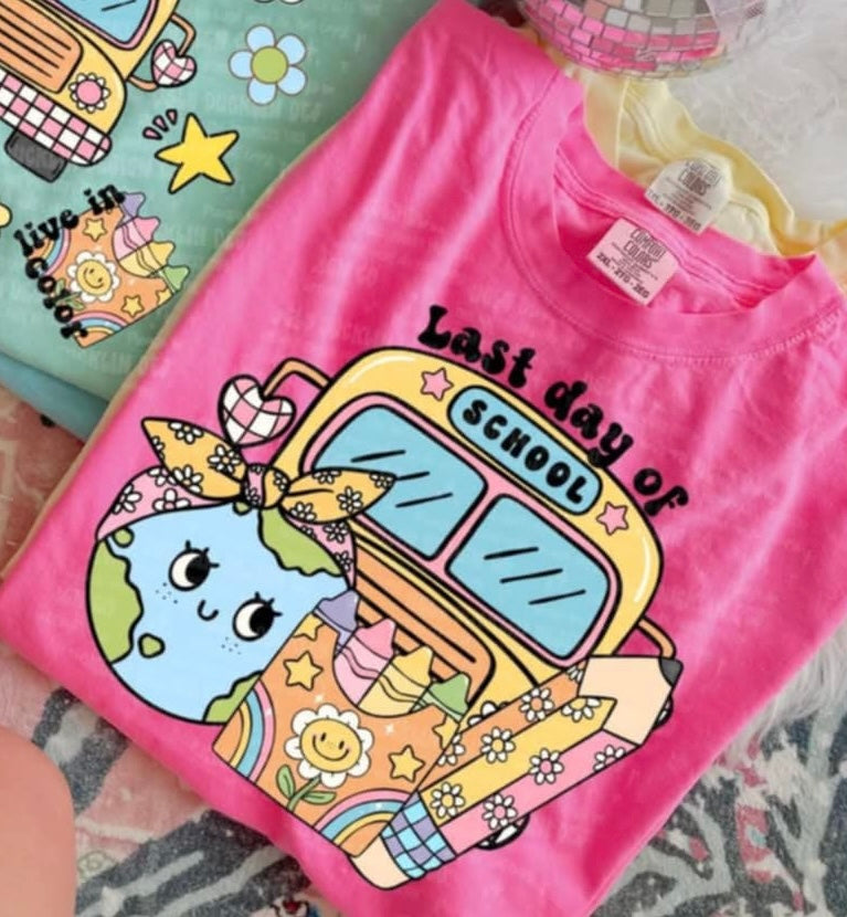 Last day of school bus and school items 99428 DTF transfer