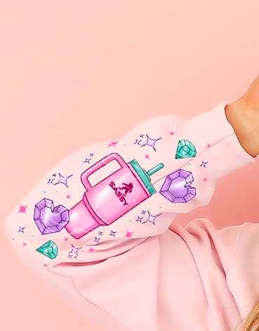 Pink cup with diamonds SLEEVE (GRAVITEE) 29254 DTF transfer