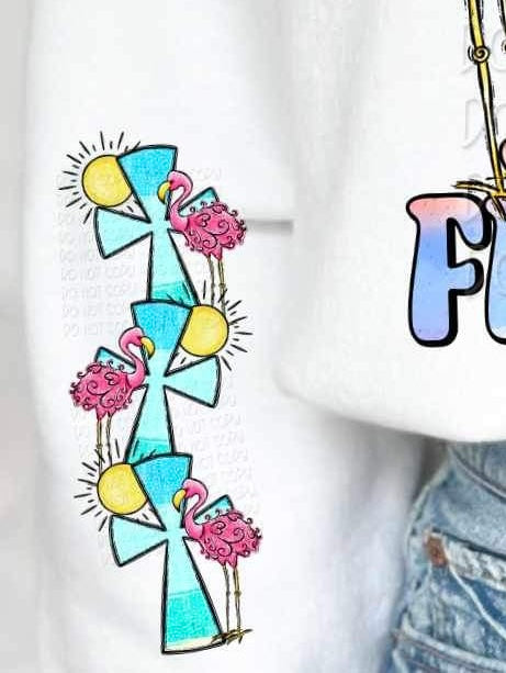 cross and flamingoes SLEEVE 24546 DTF transfer