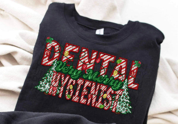 Very merry dental hygienist Christmas trees DTF Transfer