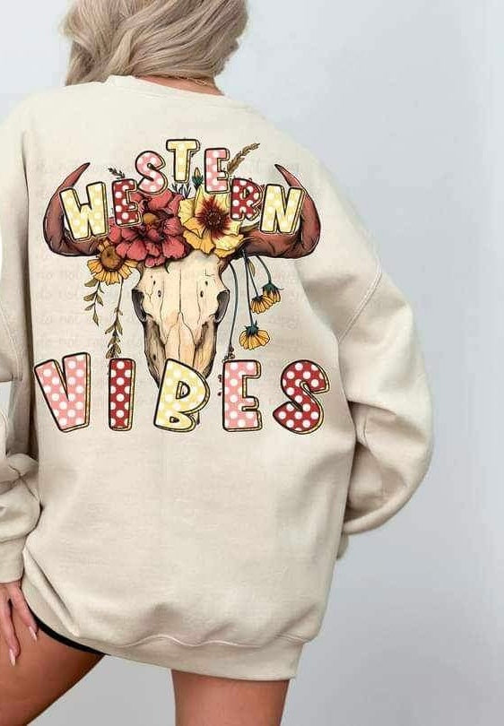 Western vibes floral bull skull 24101 DTF transfer