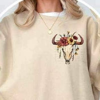 floral bull skull 24102 DTF transfer