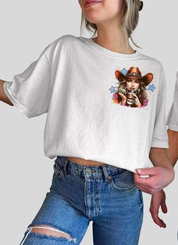 cowgirl with latte 19693 DTF Transfer
