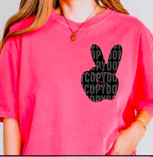 Black peace sign pocket 36577 DTF transfer