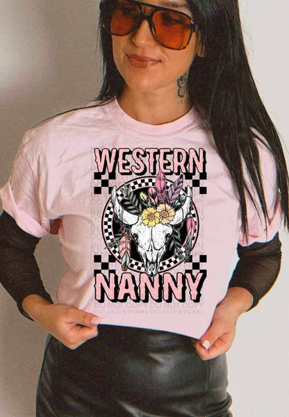 Western nanny bull skull 23283 DTF transfer