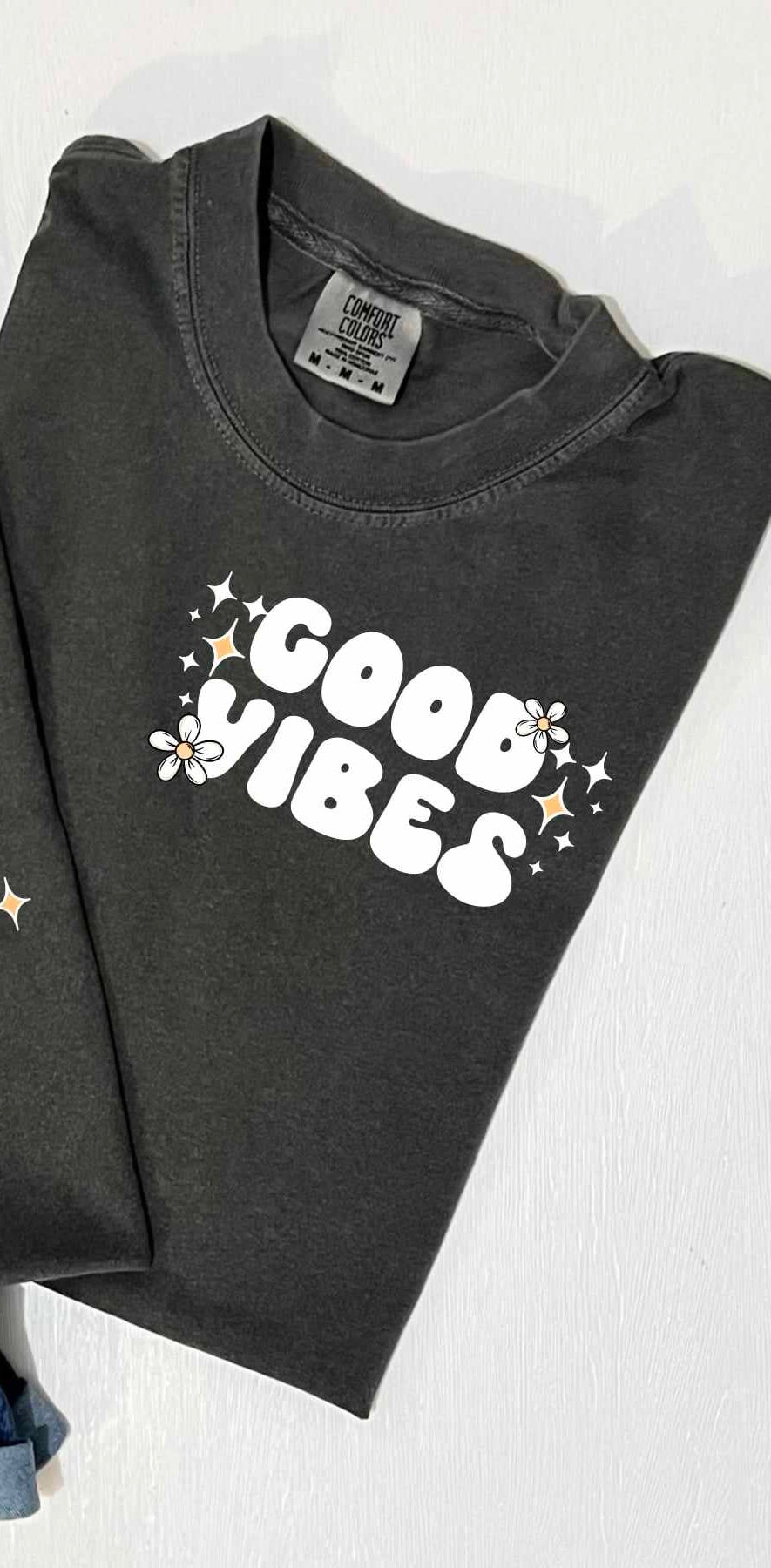 Good vibes WHITE (CSC) 55552 DTF transfer