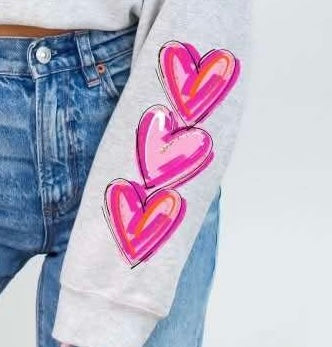 Pink brushstroke heart sleeve (S&G) 79624 DTF transfer
