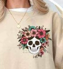 floral skull 20595 DTF transfer