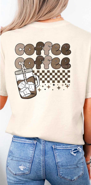 Coffee coffee iced coffee with checkered straw (CSC) 32187 DTF transfer