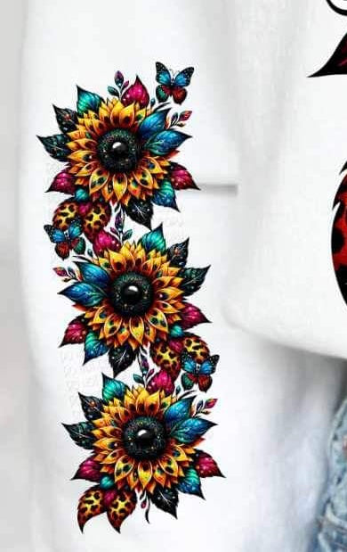 Sunflower with colorful leaves SLEEVE 21028 DTF transfer