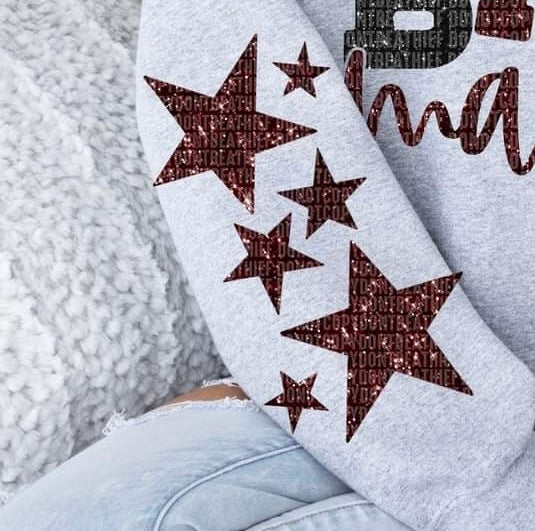 Maroon star sleeve 35520 DTF transfer