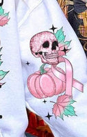 In October we wear pink with pumpkins, skull, webs SLEEVE ONLY 11600 DTF TRANSFER