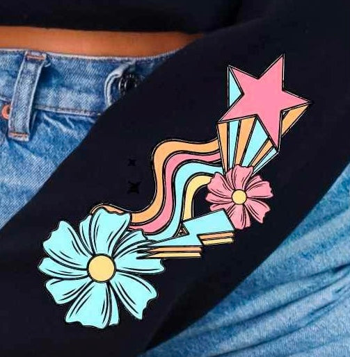 Colorful flowers and star SLEEVE 19531 DTF Transfer
