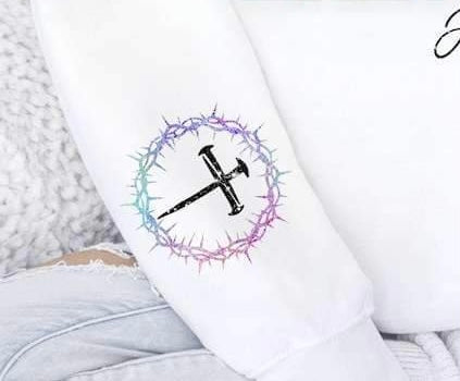 Colorful crown and nail cross 25106 DTF transfer