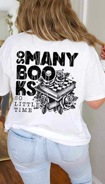 So many books so little time checkered books 31008 DTF transfer