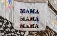 Mama stacked (3) with colorful lightning bolts (VIRGO) 33222 DTF transfer