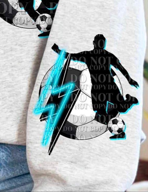 Blue Lightning bolt and soccer (AG) 25257 DTF transfer