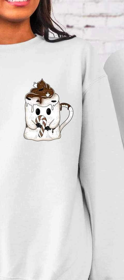 ghost mug with candy cane 15833 DTF Transfer
