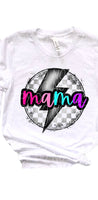 Mama colorful font black checkered circle (CITY) 41104 DTF transfer